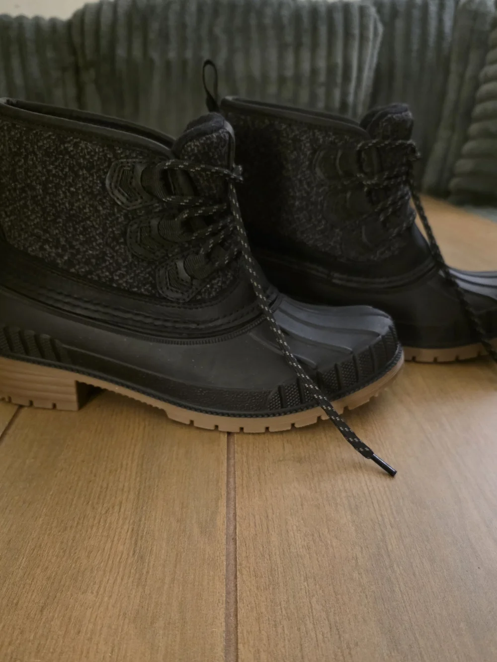 Kamik Black and Brown Waterproof Lace-Up Winter Boots